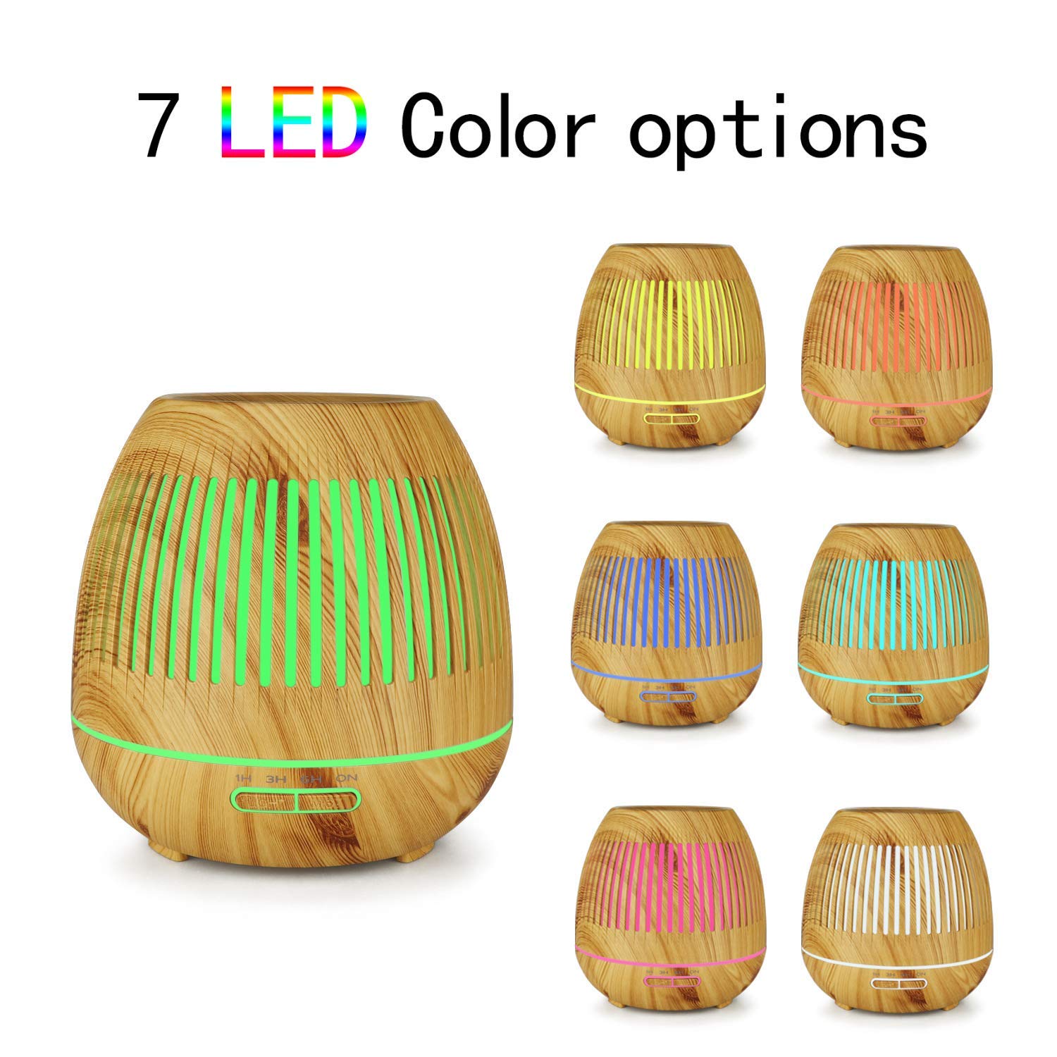 Essential Oil Diffuser, Aromatherapy Diffuser 500ml with Remote Control, 4 Timer & Auto-Off Safety Switch, 7 Color LED Lights Mode, 10 Hours Quiet Humidifier for Bedroom, Office & Home (D.Light Woody)