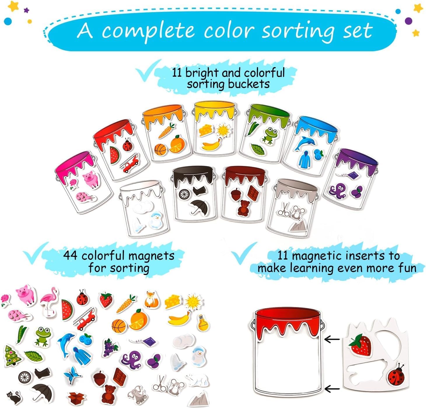 Simply magic 66 PCS Magnetic Color Sorting Set + 58 PCS Magnetic Kids Calendar