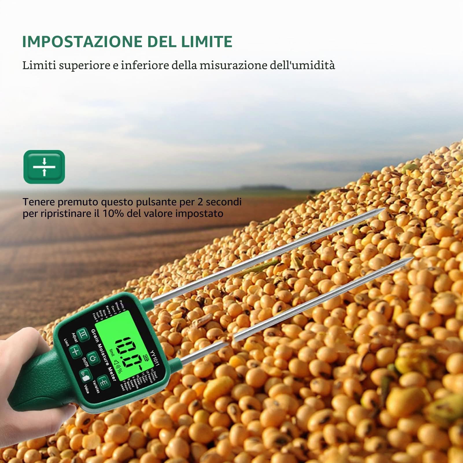 Misuratore Di Umidità Per Fieno Portatile Misuratore Di Umidità Per Fieno Con Sonda Misuratore Di Fibra Digitale Misuratore Umidità Gamma 10%-40% Per Paglia Foraggio Alfalfa