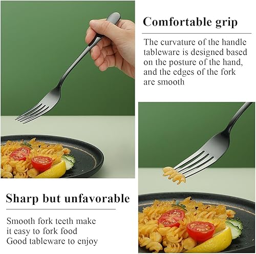 Miniatura 20 de Evanda Tenedor dorado de 12 piezas, tenedores de acero inoxidable chapado en titanio dorado de 8.07 pulgadas, tenedores para pasteles, tenedores