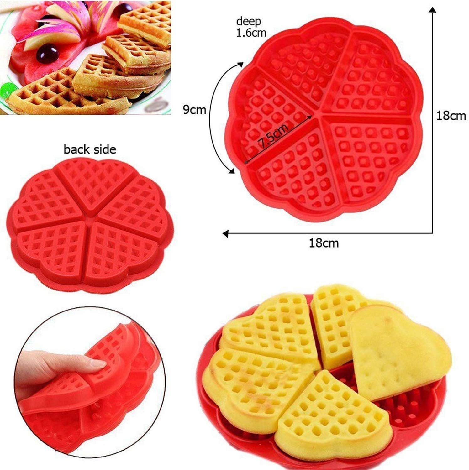 Syga Heart-Shaped Silicone Waffle Mold Cake Cookie Muffin Chocolate Bakeware Baking Tool, Orange 1