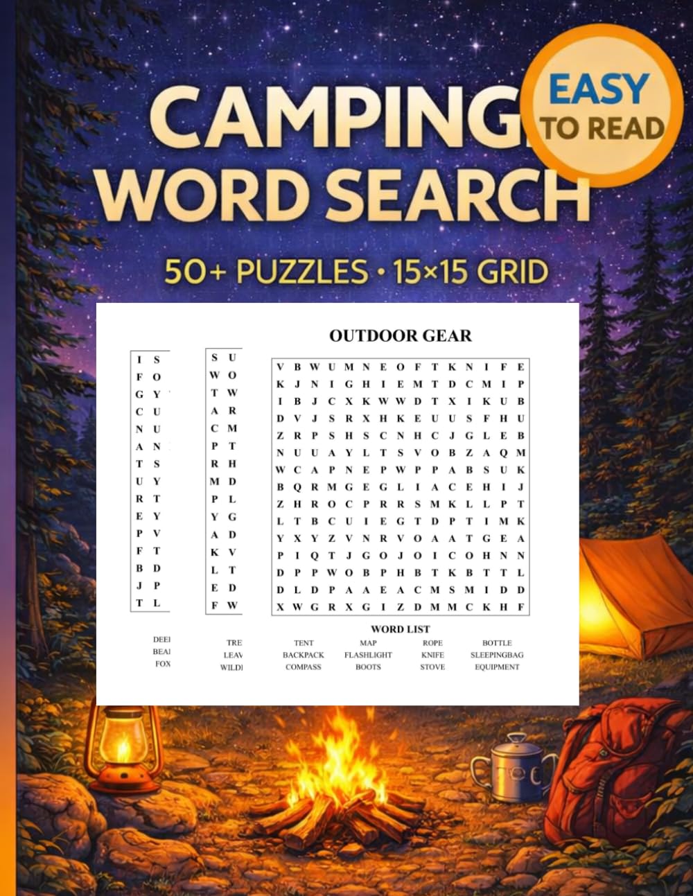 Camping Word Search: Large-Print Word Search Puzzles for Relaxation & Brain Exercise