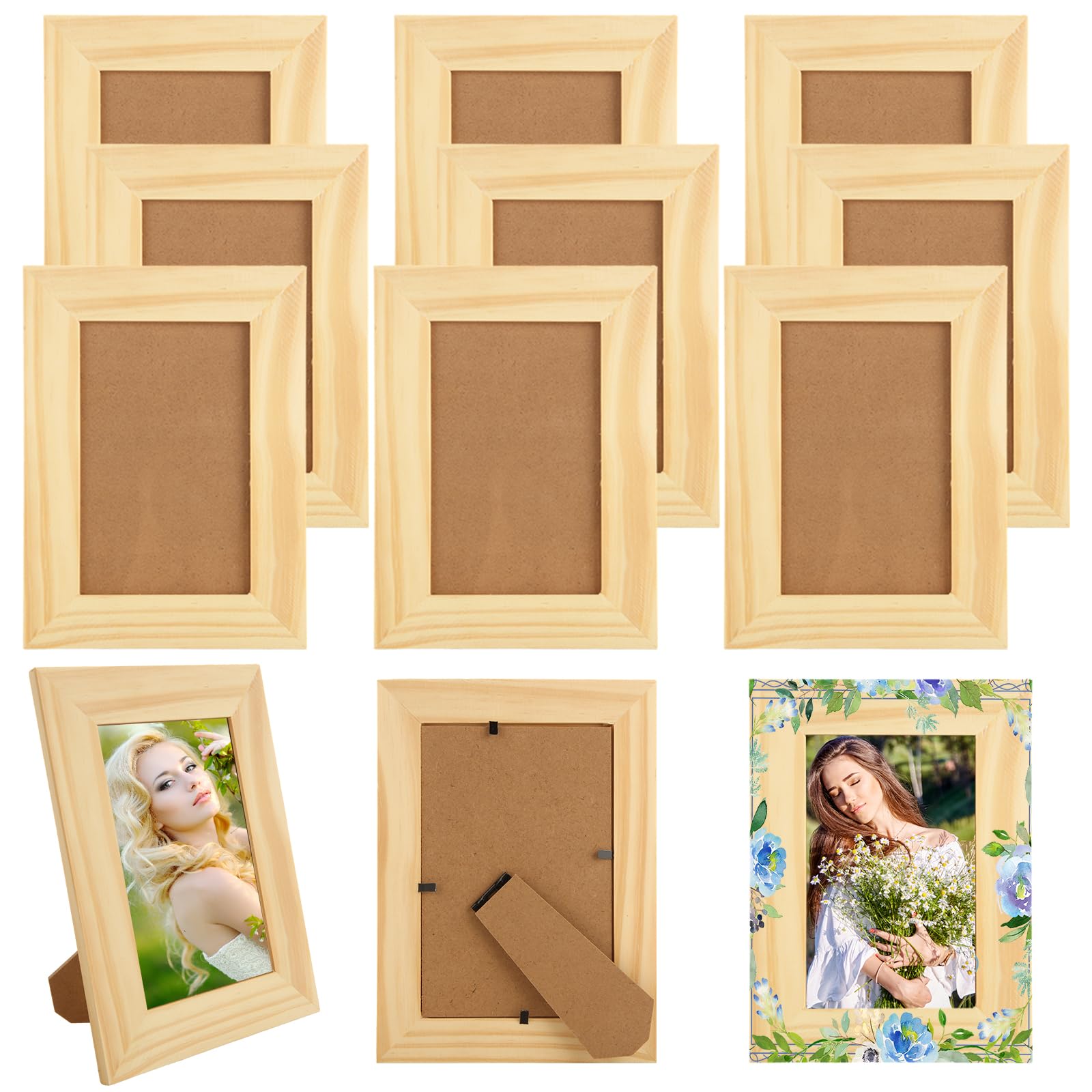 Cadres photo en bois massif pour décorer une table de mariage ou un bureau