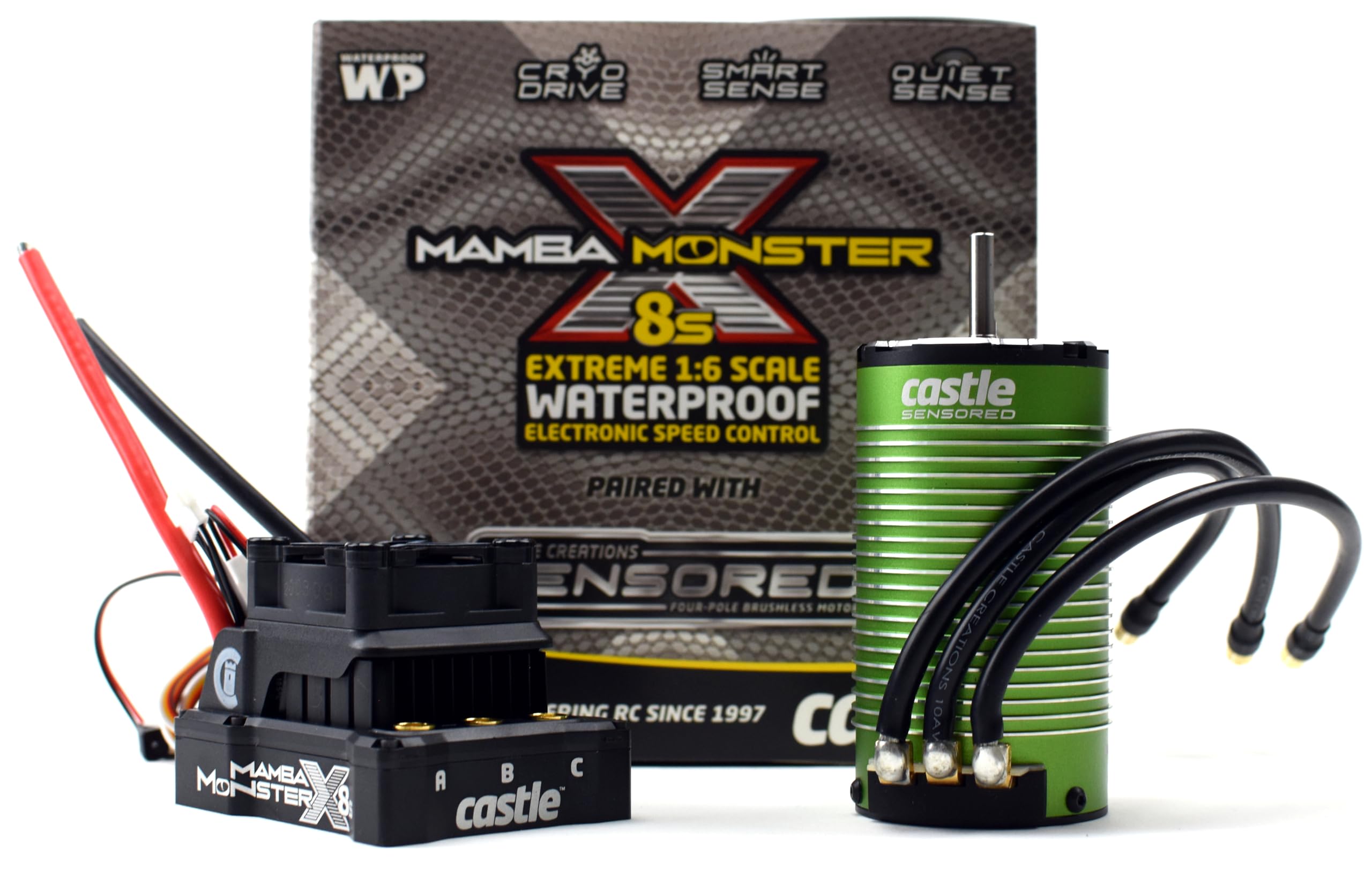 Castle Creations 1/6 Mamba Monster X Brushless ESC / 1717-1260Kv Sensored Motor Combo, CSE010016503