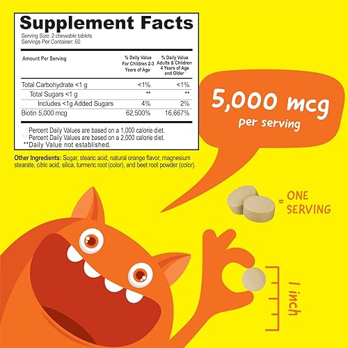 Miniatura 2 de Kids Biotin - Paquete de masticables de 5000 mcg + saúco + zinc + C