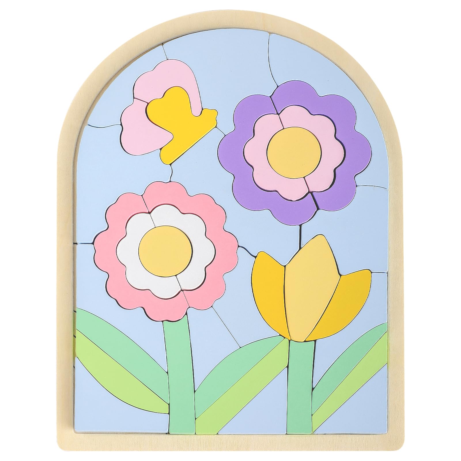 Jigsaw for Baby Boys, Wooden Puzzles for Toddlers 3-5, Boys Girls Birthday Gift for Kids Ages 4-6, Toddler Puzzles Montessori Toys for 3 Year Old, Great Gifts for 3+ Year Olds (Flowers)