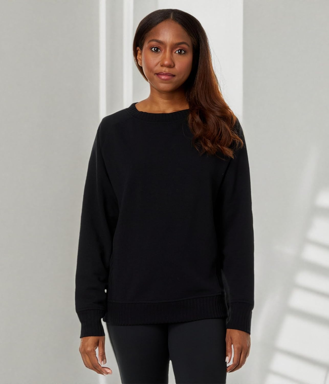 Jockey womens Oversized Rib Detail Crew Neck Pullover Sweatshirt - Image 4