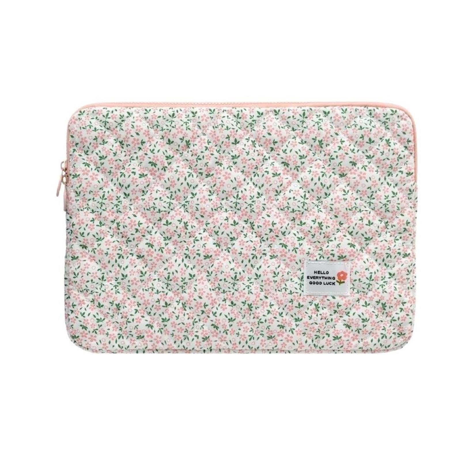 Sac de Protection Floral matelassé avec Pochette for Ordinateur Portable