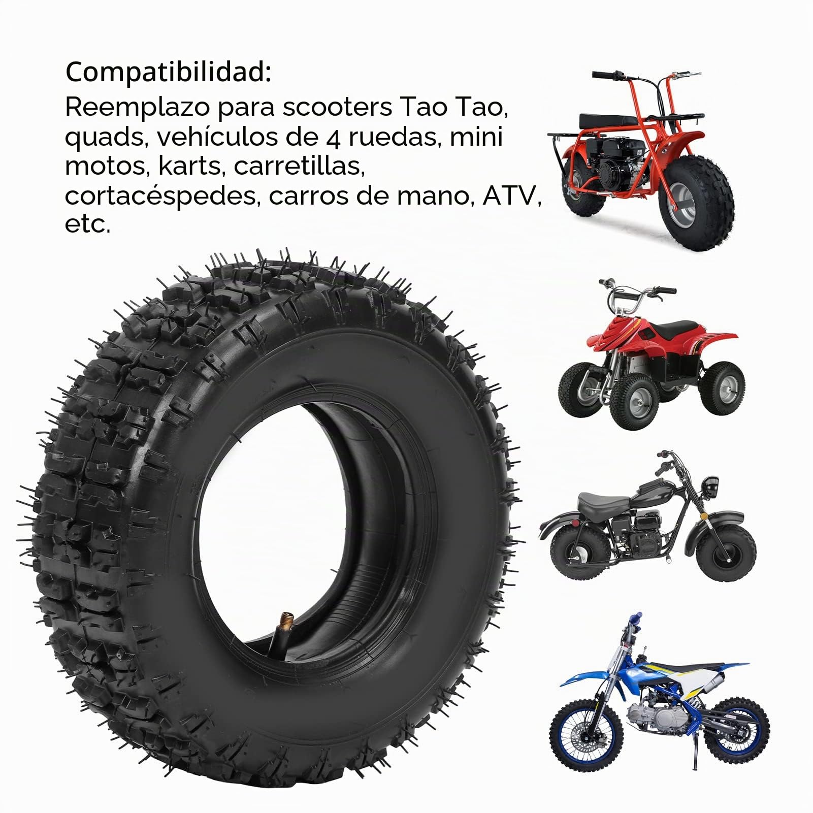 BuyWeek Juego de Tubos Interiores de Neumáticos, Caucho y Metal 13x5.00‑6 Neumático 3.5/4.0‑6 Tubo Interior para Motocicleta ATV UTV Cortacésped