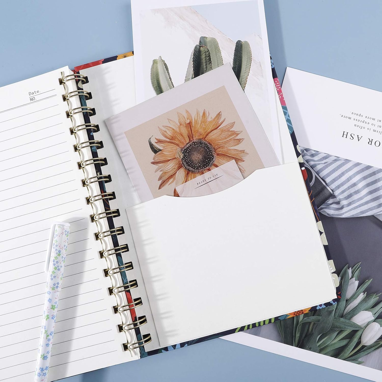 EOOUT 3 Pack A5 Spiral Notebook, Ruled Journal, Hardcover Notebook, 6"x 8.5", 160 Pages, Cute Blooming Floral, Twin-Wire Binding, Back Pocket, 100gsm Paper, for Office, School Supplies : Office Products