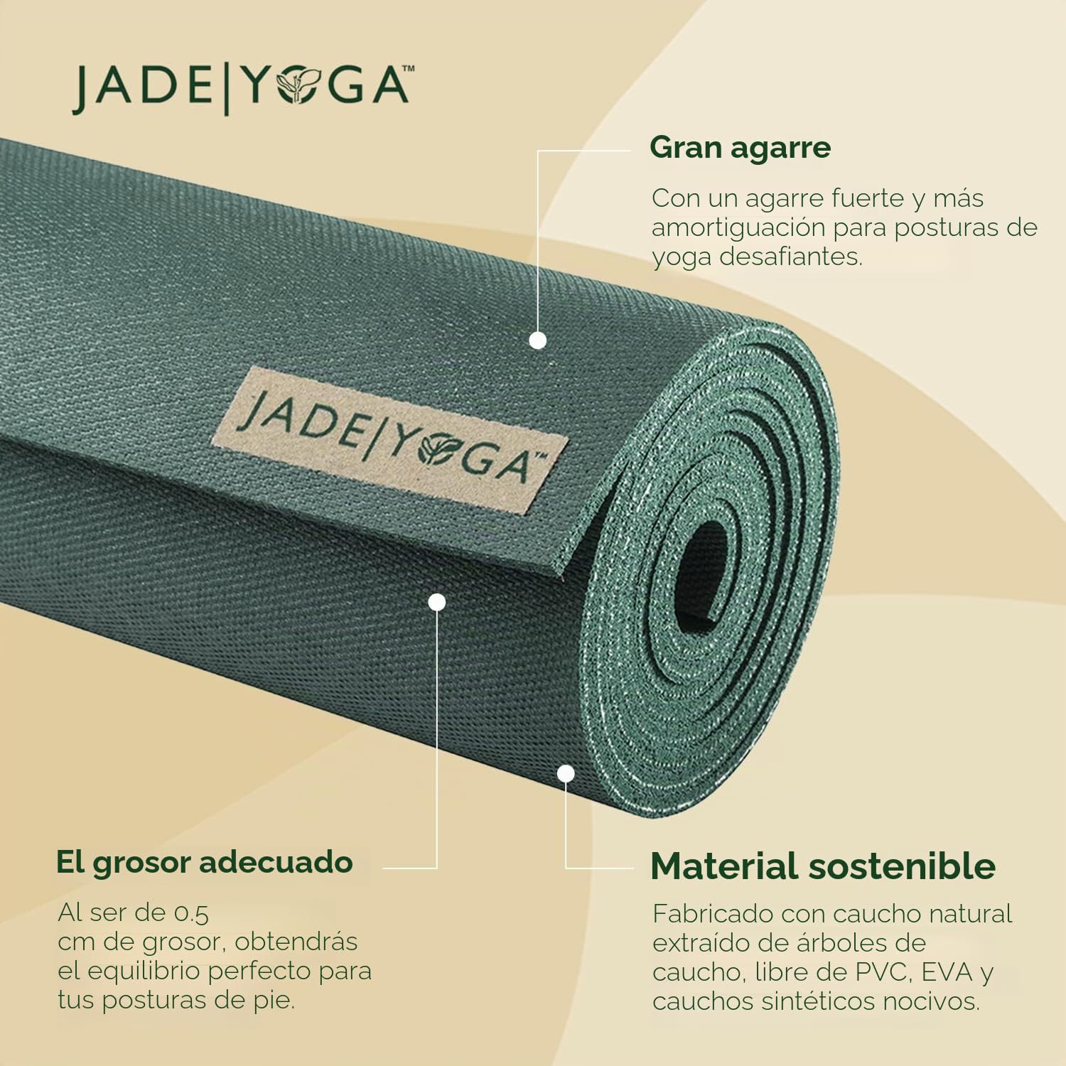 JADE YOGA Harmony - Tapete de yoga diseñado para proporcionar un agarre seguro para ayudar a mantener tu postura