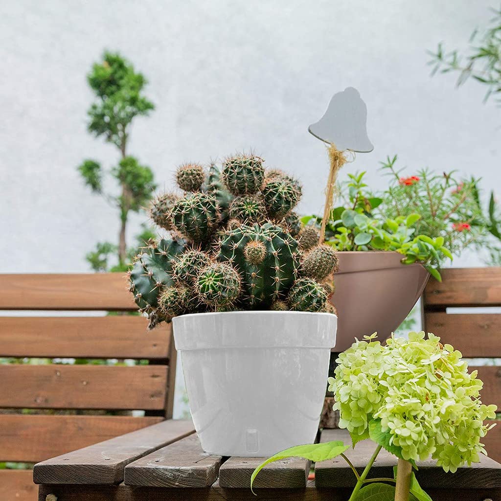 Santino ASTI Lot de 3 Pots de Fleurs à Arrosage Automatique - 20 CM - Auto-Arrosant - avec Indicateur de Niveau d'eau - pour Toutes Les Plantes D'intérieur (Ø 20 cm, H 16 cm, 4L - Gris/Blanc)