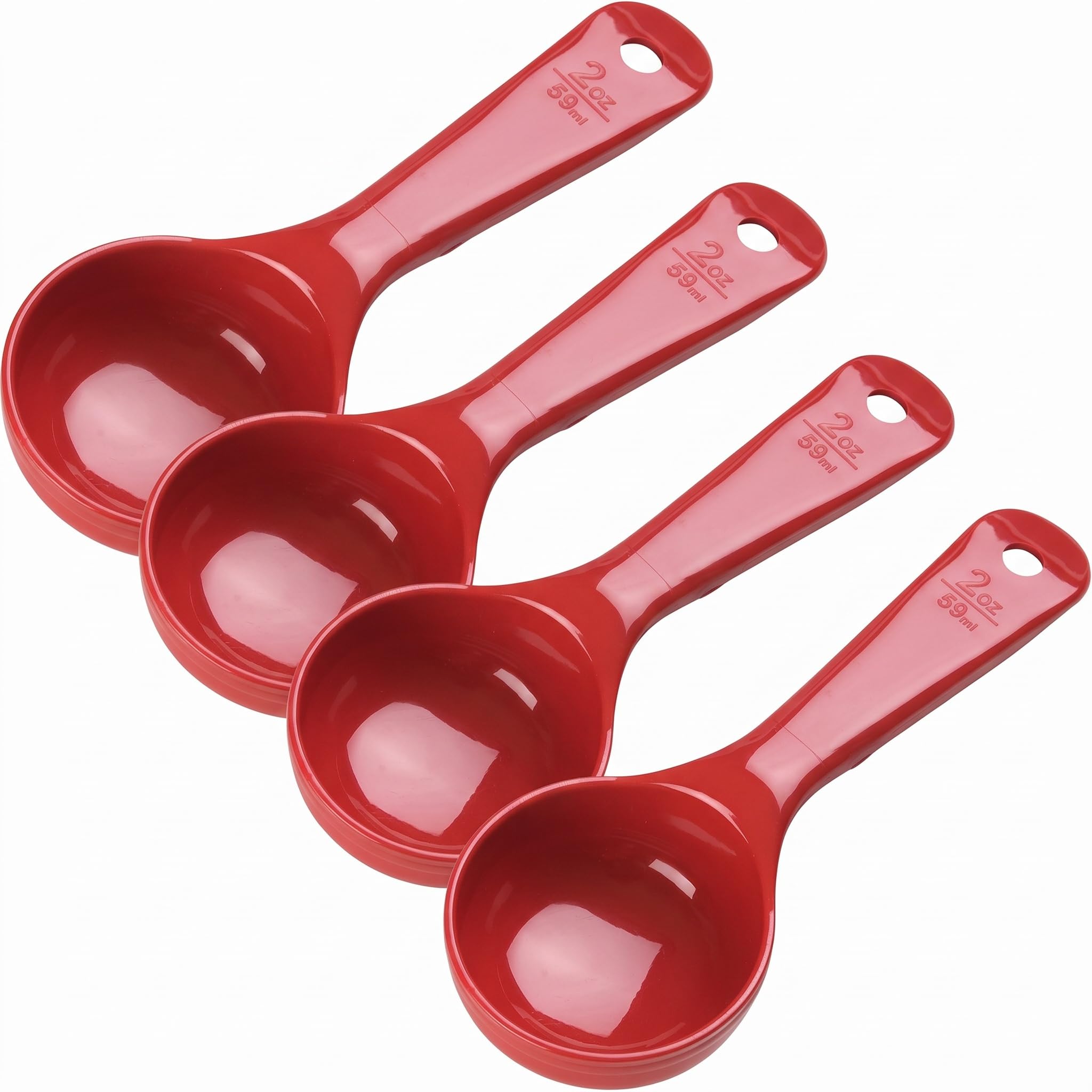 Carlisle FoodService Products Measure Miser Solid Measuring Spoon with Short Handle, 2 Ounces, Red, 1 Count (Pack of 4)