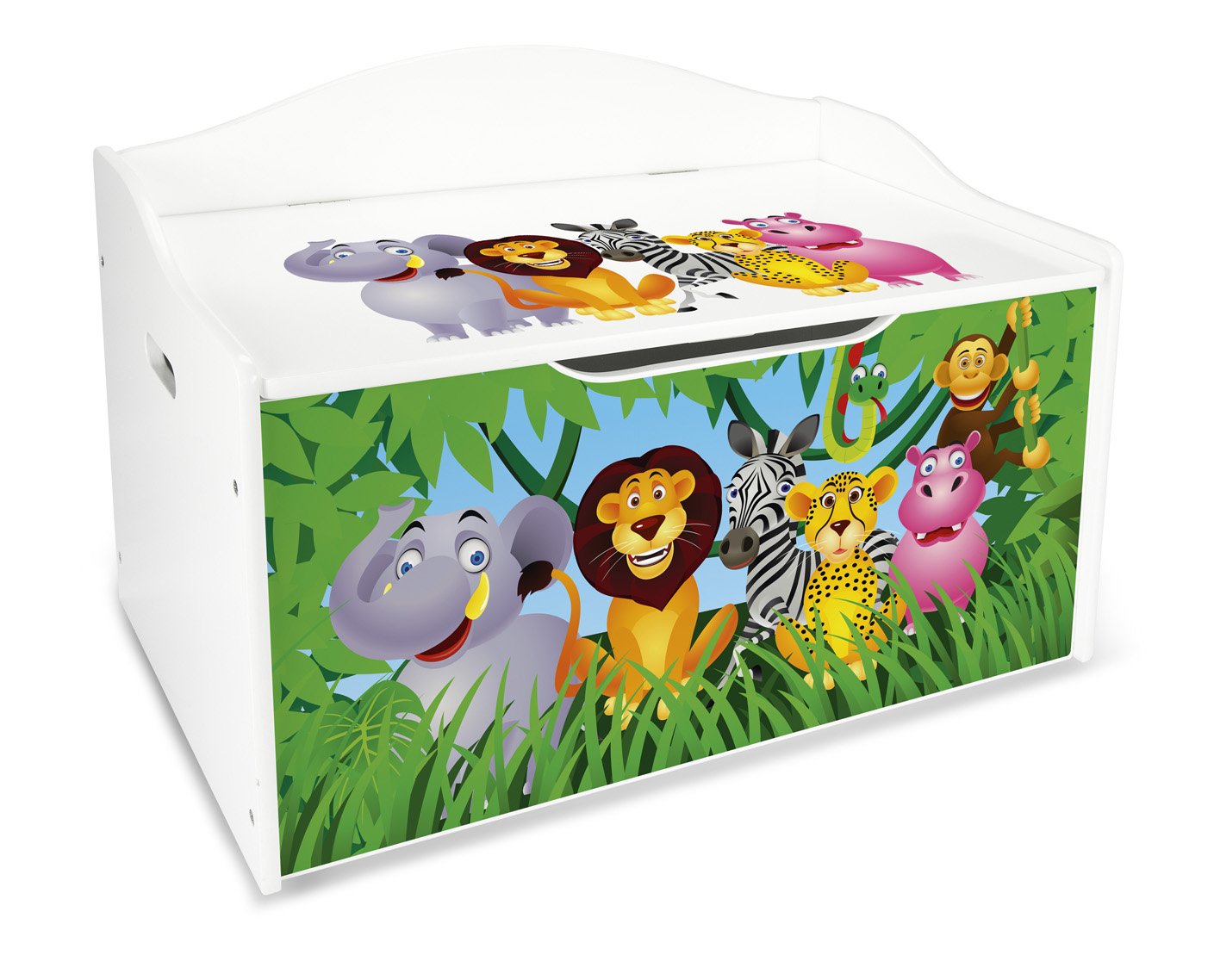 leomark coffre à jouets bois xl animaux