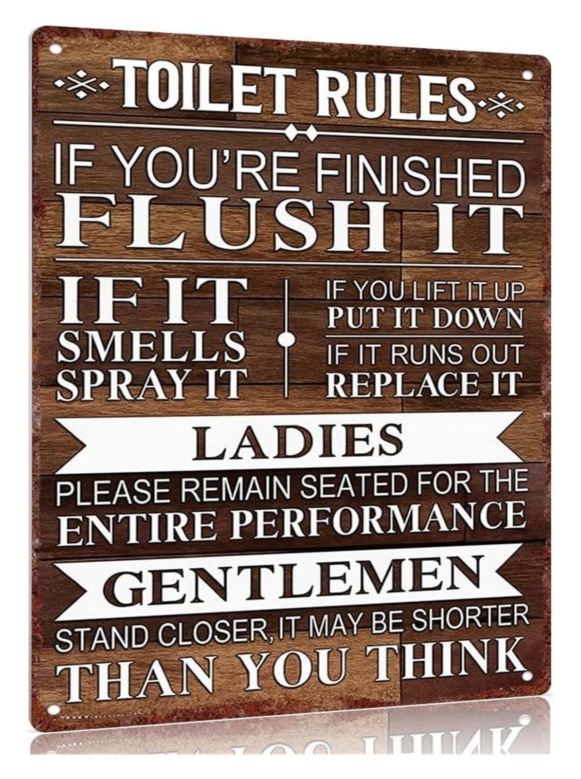 IDGTTLDF Retro Toilet Rules Plaque Humor Tin Sign For Dorm Room Apartment Shared Bathroom Laundry Room 8 X 12 inch