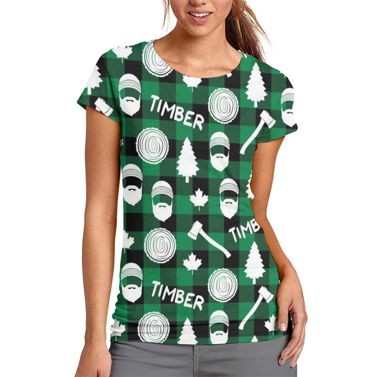 LPPSHOPLumberjack Timber Crewneck Tee Soft Tees Blouse Casual Tank Tops T-Shirts