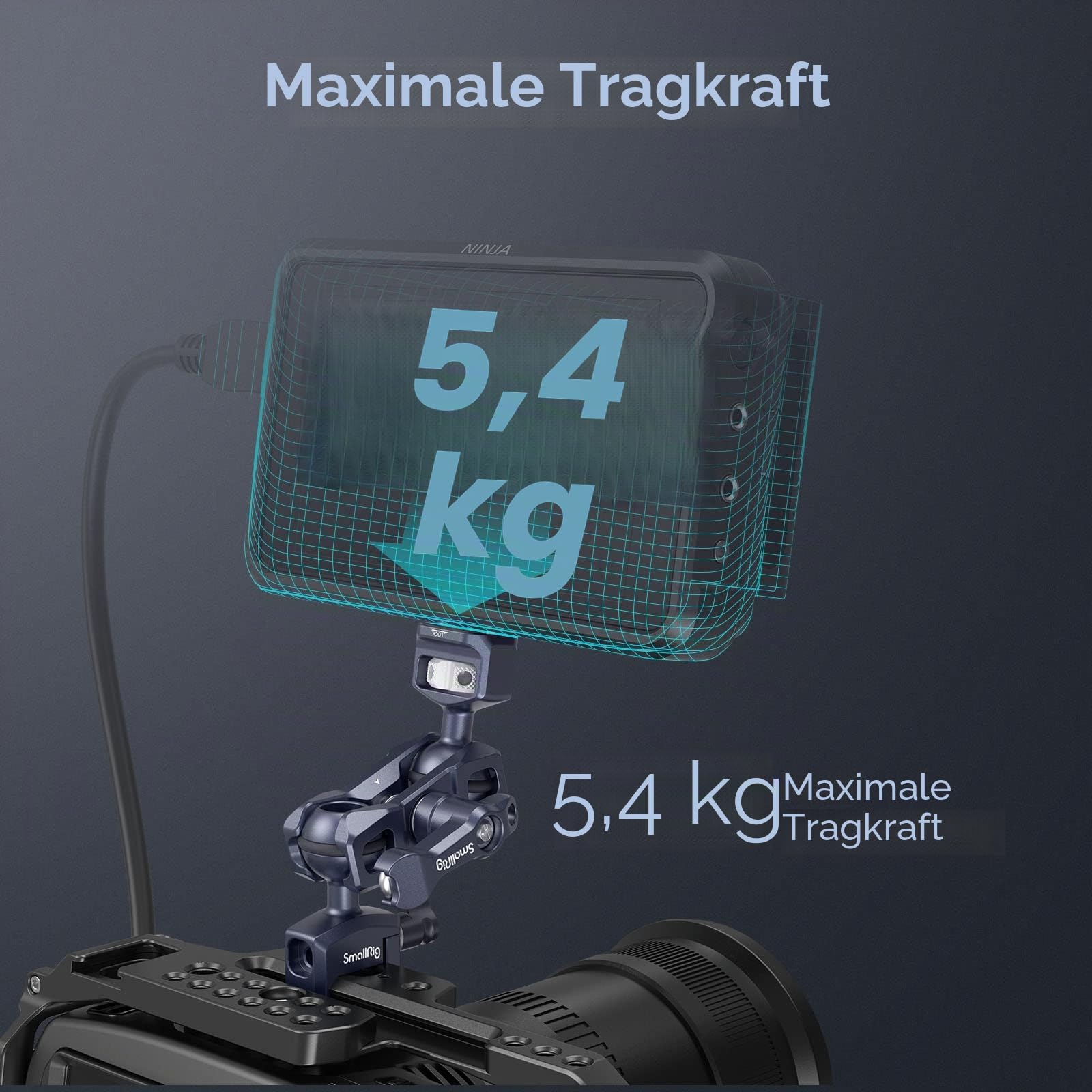 SMALLRIG Articulating Magic Arm mit NATO-Klemme und 1/4"-20 Schraube (mit einziehbaren Stiften), 360-Grad-Drehung Max. Belastung 5,5 kg Magic Arm für Monitor-Mikrofon und Licht – 3875