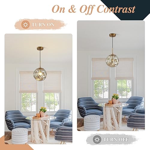 Miniatura 4 de BOKT Moderna lámpara colgante grande de 1 luz con globo de mediados de siglo, lámpara colgante dorada para isla de cocina, lámpara colgante de bola