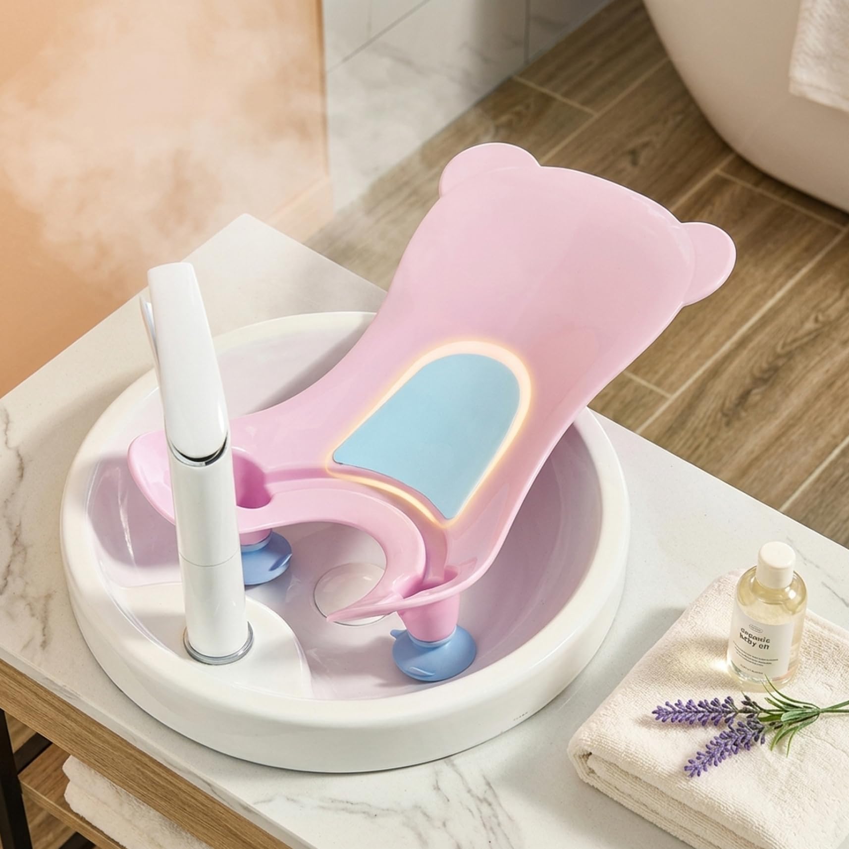 Supporto per il bagno del lavandino del bambino Supporto portatile per il bagno del neonato per risciacquo a mani libere, bidet per bambini per un facile cambio del pannolino, lavatrice