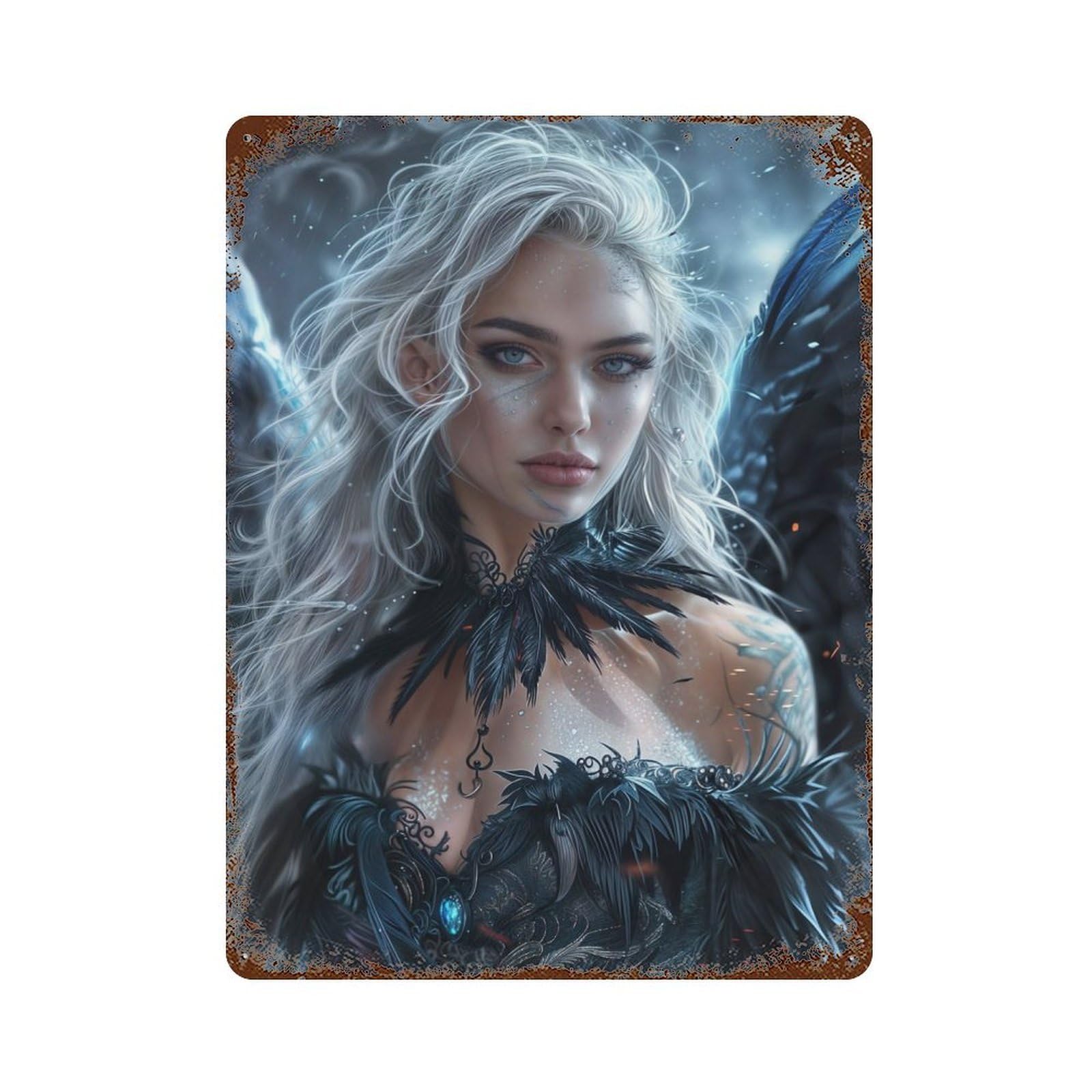 Enchanting Ice Succubus Weathered Tin Sign 15.7"x11.8", for Garage, Bar And Workshop Decor, Vintage Wall Decor
