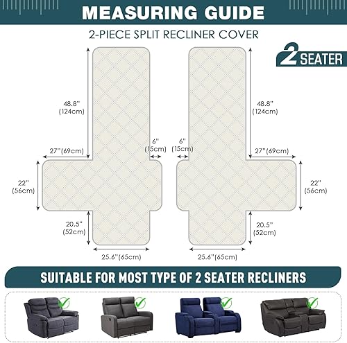 Miniatura 9 de TAOCOCO Funda de sofá reclinable 100% impermeable, funda antideslizante para sofás reclinables con correas elásticas, fundas de sofá reclinables