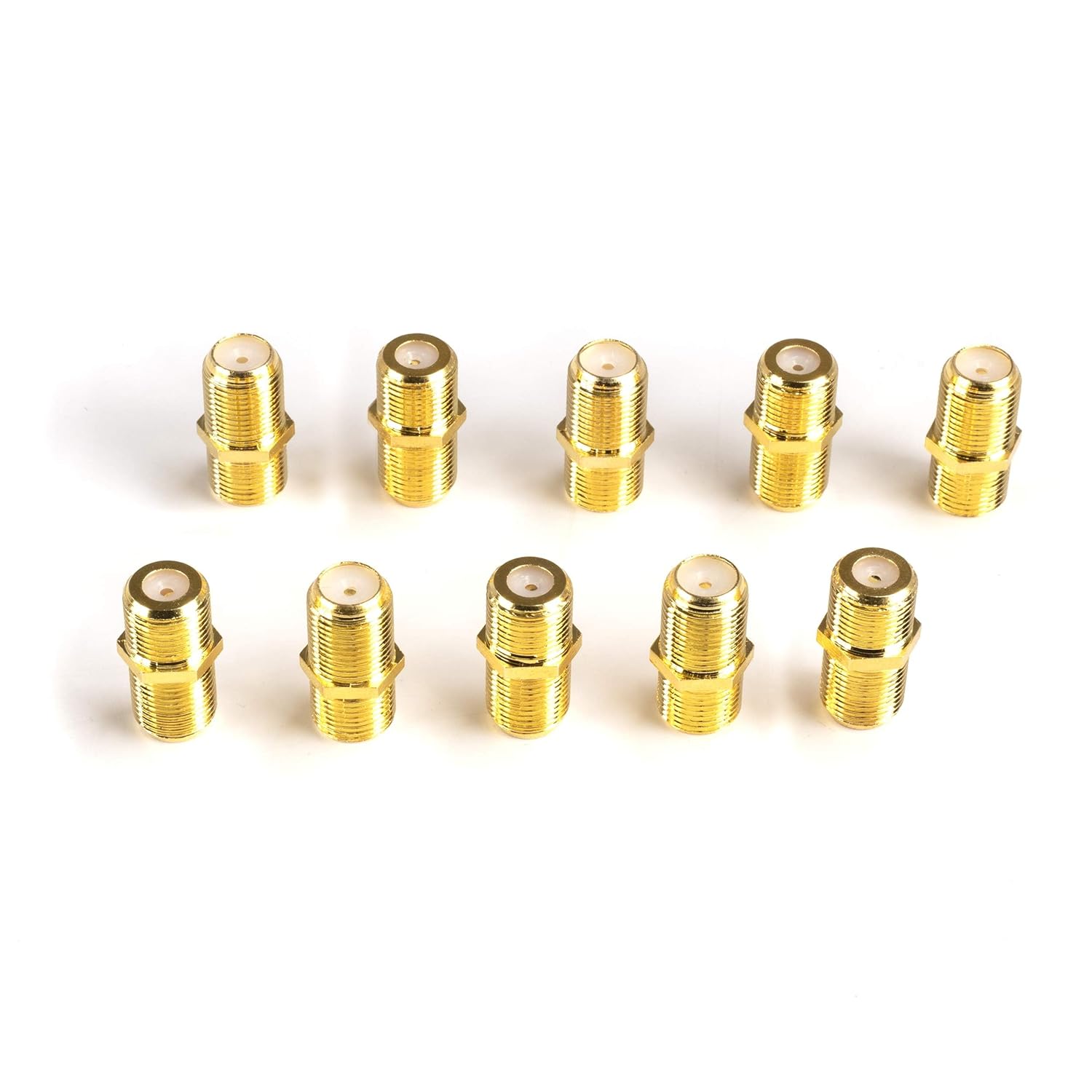 THE CIMPLE CO Gold Coaxial Cable Connectors for RG6, RG59, RG58, RG11 - Female-to-Female F81 Coax Splices - Barrel Couplers for Extending Cables - 3 GHz, F-Type, 50 Pack, Gold