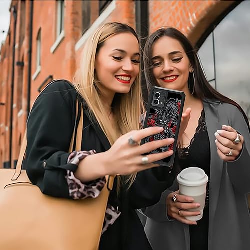 Miniatura 7 de Funda para Moto G Stylus 5G 2023 con diseño de rosas de dragón, doble capa híbrida de policarbonato duro duro suave TPU parachoques interior