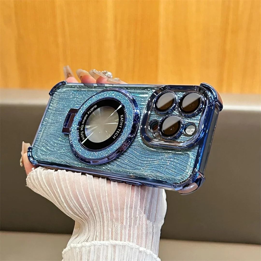 Coque pailletée iPhone 14 Pro Max antichoc de qualité supérieure bleue - 7