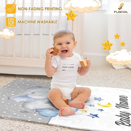 Miniatura 5 de Mantas de bebé personalizadas manta de bebé personalizada manta de bebé con nombre para niños el mejor regalo para bebé elefante recién nacido 30 x