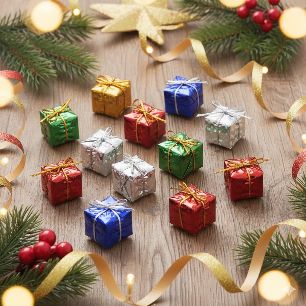 eCraftIndia Multicolor Christmas Gift Boxes (Set of 12) | Christmas Tree Decoration Items Hanging Ornaments Props | Xmas Decorations for Home Office Church eCraftIndia Multicolor Christmas Gift Boxes (Set of 12) | Christmas Tree Decoration Items Hanging Ornaments Props | Xmas Decorations for Home Office Church