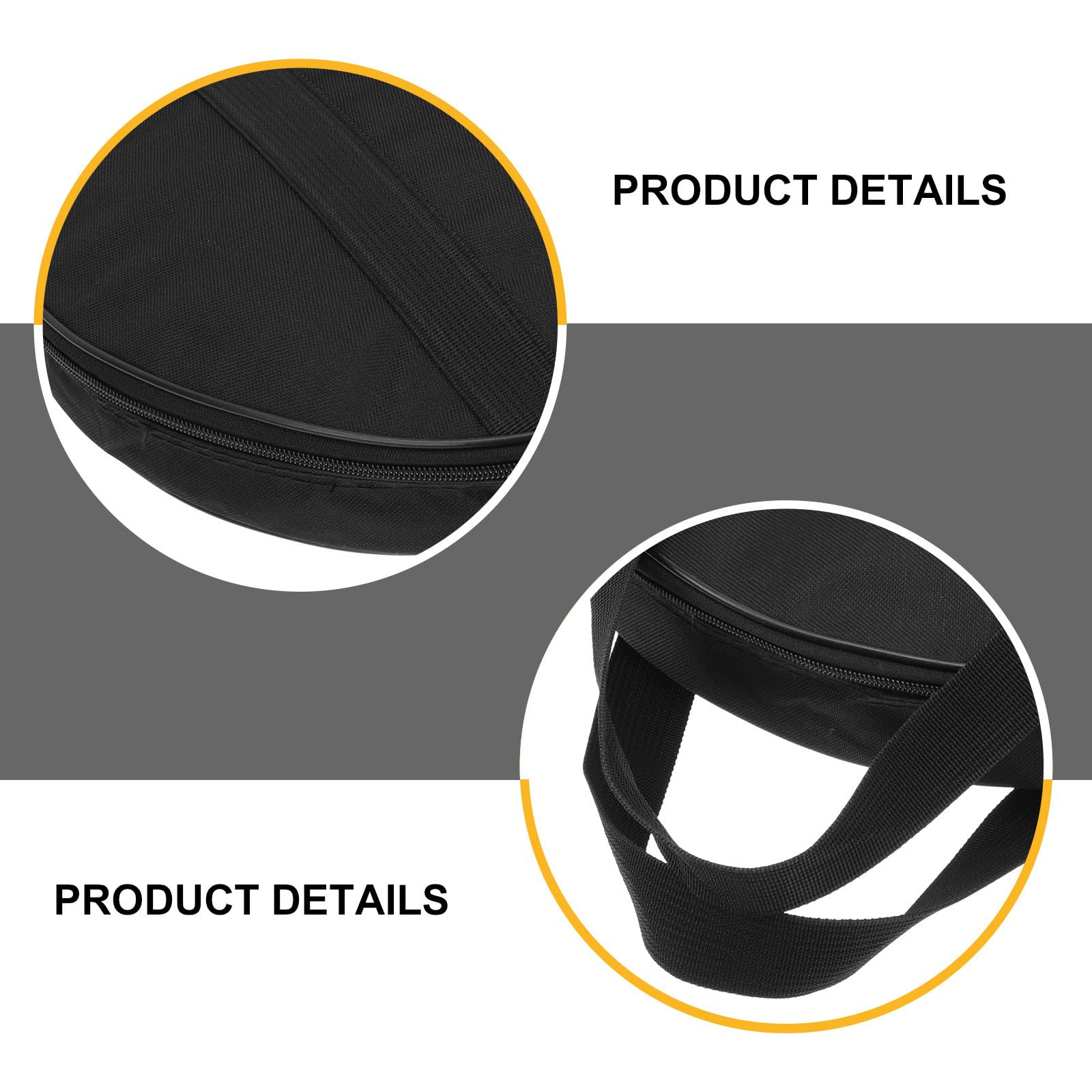 Bolsa Protectora Portátil Cremallera a Prueba de Óxido Funda Pandereta de Tela Oxford Negra Adecuado para Transporte y Almacenamiento de Instrumentos