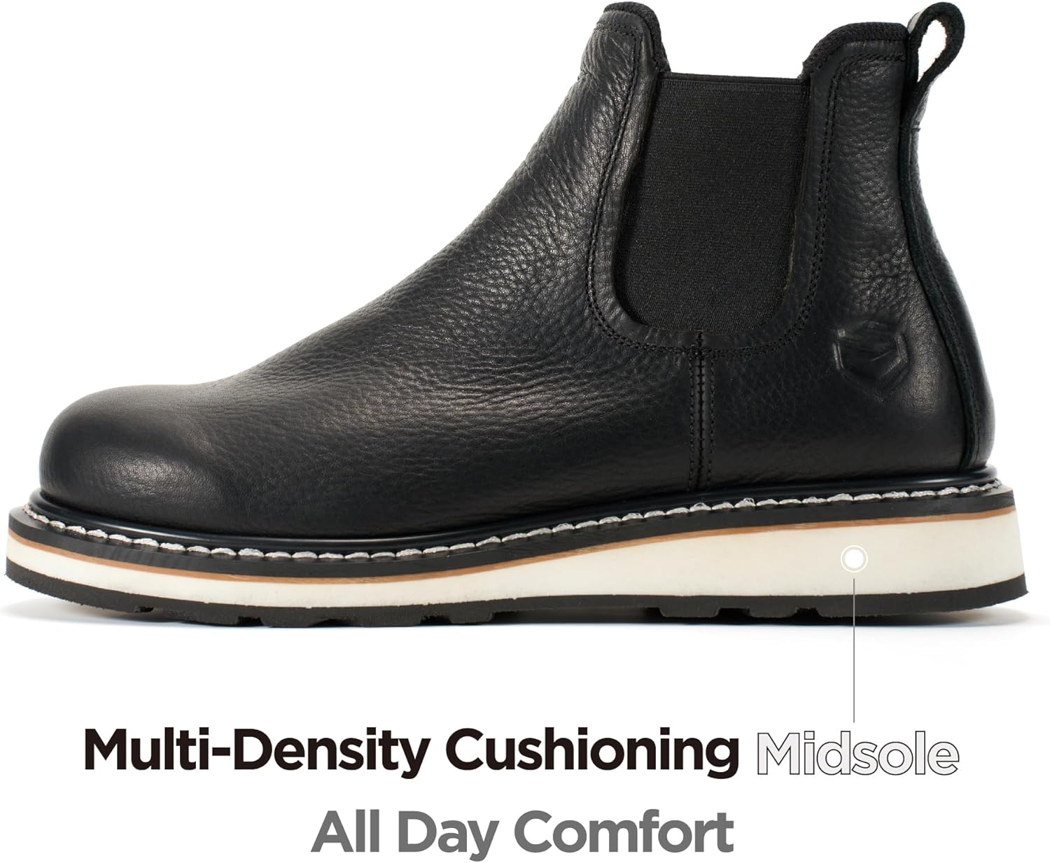 SUREWAY Men's Slip On Chlesea Work Boots for Men - Soft Toe,Lightweight Comfortable,Full Grain Leather,Slip-resistant Wedge Sole - Image 4