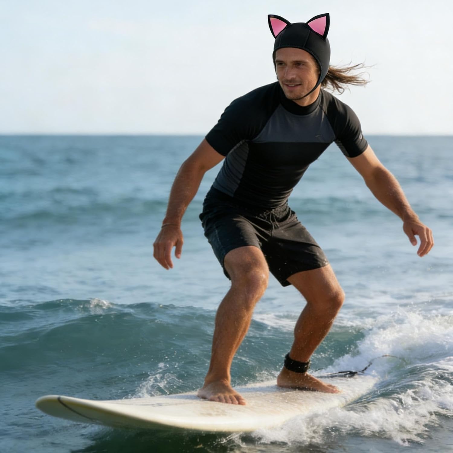 Genérico Neoprene Hood, Thermal Head Cover, Hat with Funny Cat Ears – for Swimming, Snorkelling, Water Sports, Sailing and Kayaking