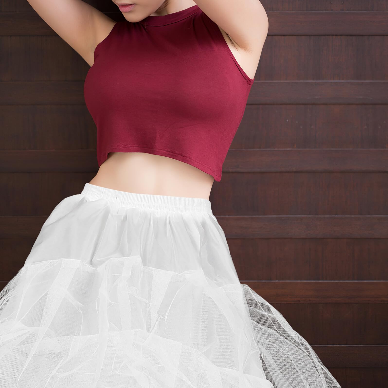 BESPORTBLE Brautkleid Unterrock Reifrock aus Acrylfasern, Bodenlang | Taillenumfang 60-110cm, Weiß, für Bühne und Hochzeit, Passend für Damen und Mädchen