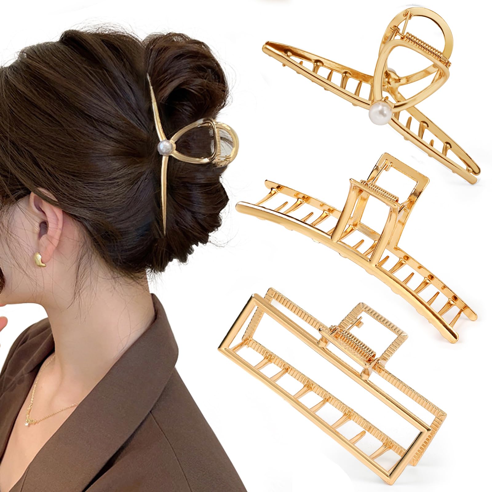 Amazon.com : Mehayi 3 PCS Metal Large Hair Claw Clips for  display picture 2