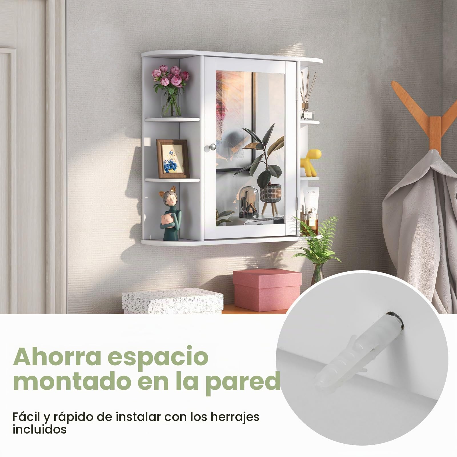 GOPLUS Armario de baño con Espejo y Amplio Espacio