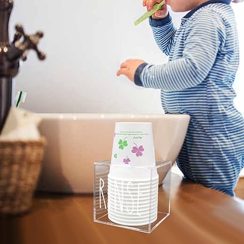 Miniatura 10 de Dispensador de vasos Dixie de acrílico blanco, Soporte de almacenamiento dispensador de vasos de papel desechable, Soporte de vaso Dixie de 35 oz,