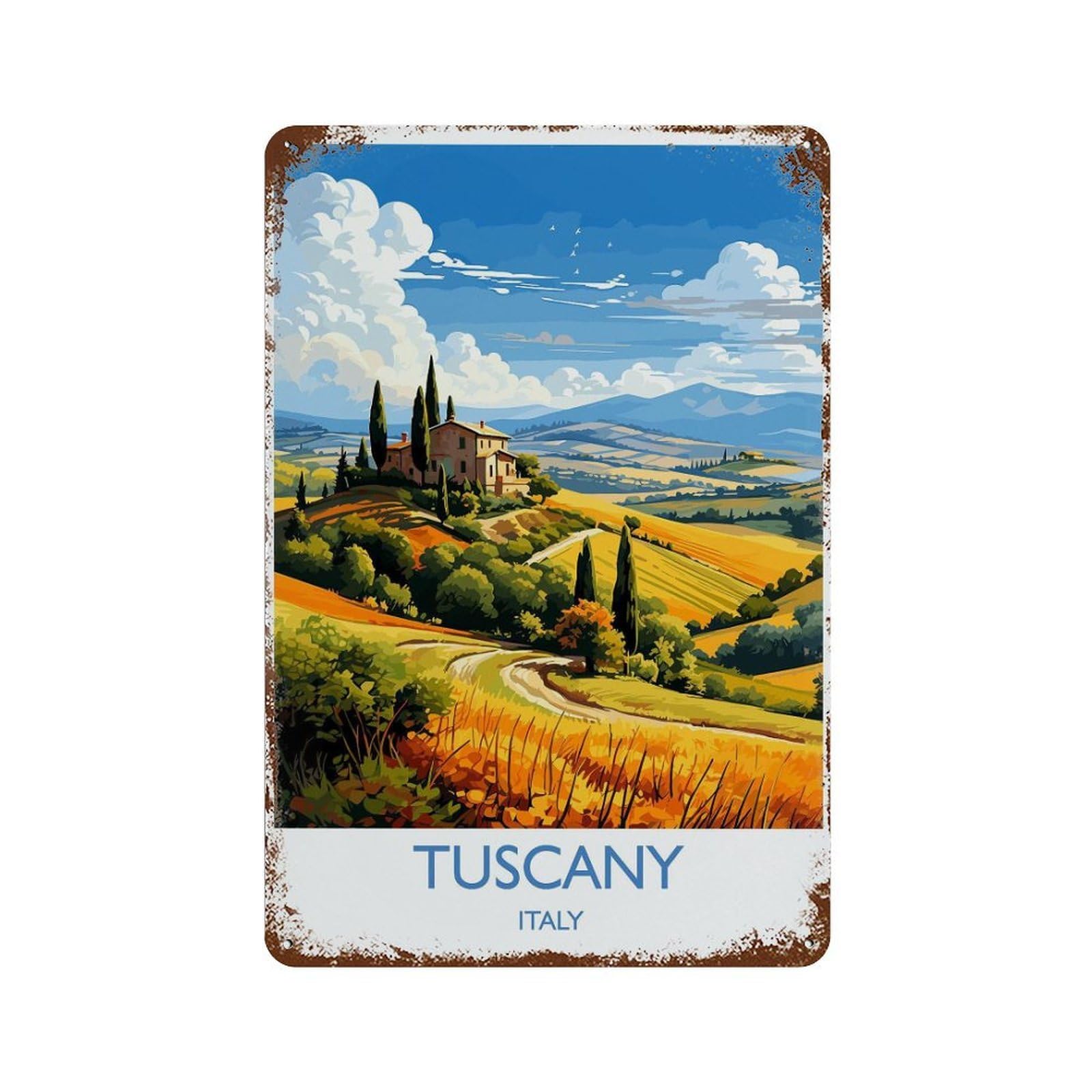 xiaoxiaoshen Tuscany Travel of Lovers Gift Italy Wall Decor Art Metal Tin Poster Modern Home Decor Art Home Bar Shop Decorations Vintage Sign 30x20cm