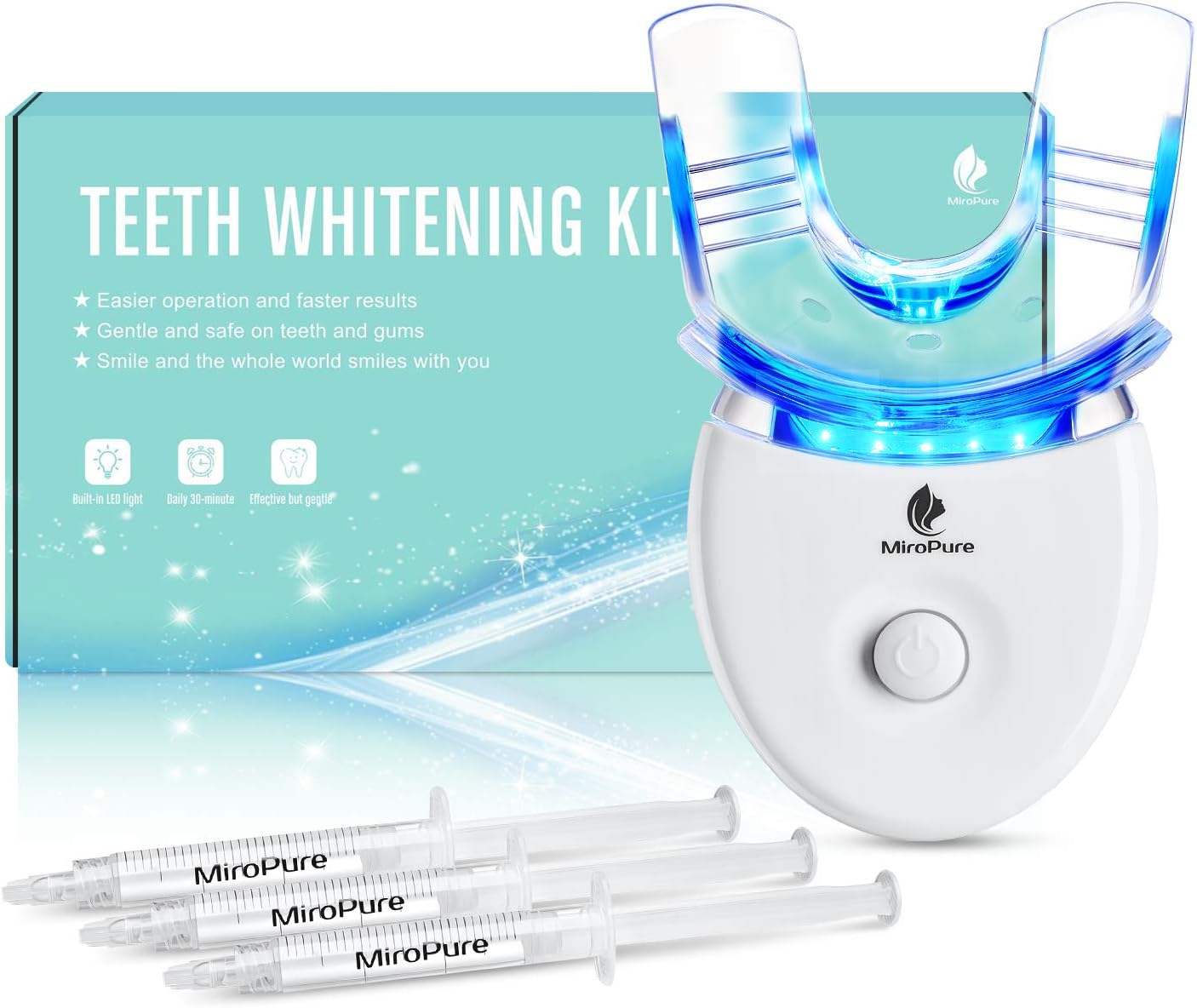 Teeth Whitening Kit,MiroPure 5X High-Intensity Cold LED Teeth Whitening Light with 35% Carbamide Peroxide, Mouth Trays, 10 Min Fast Whitening Result : Beauty & Personal Care