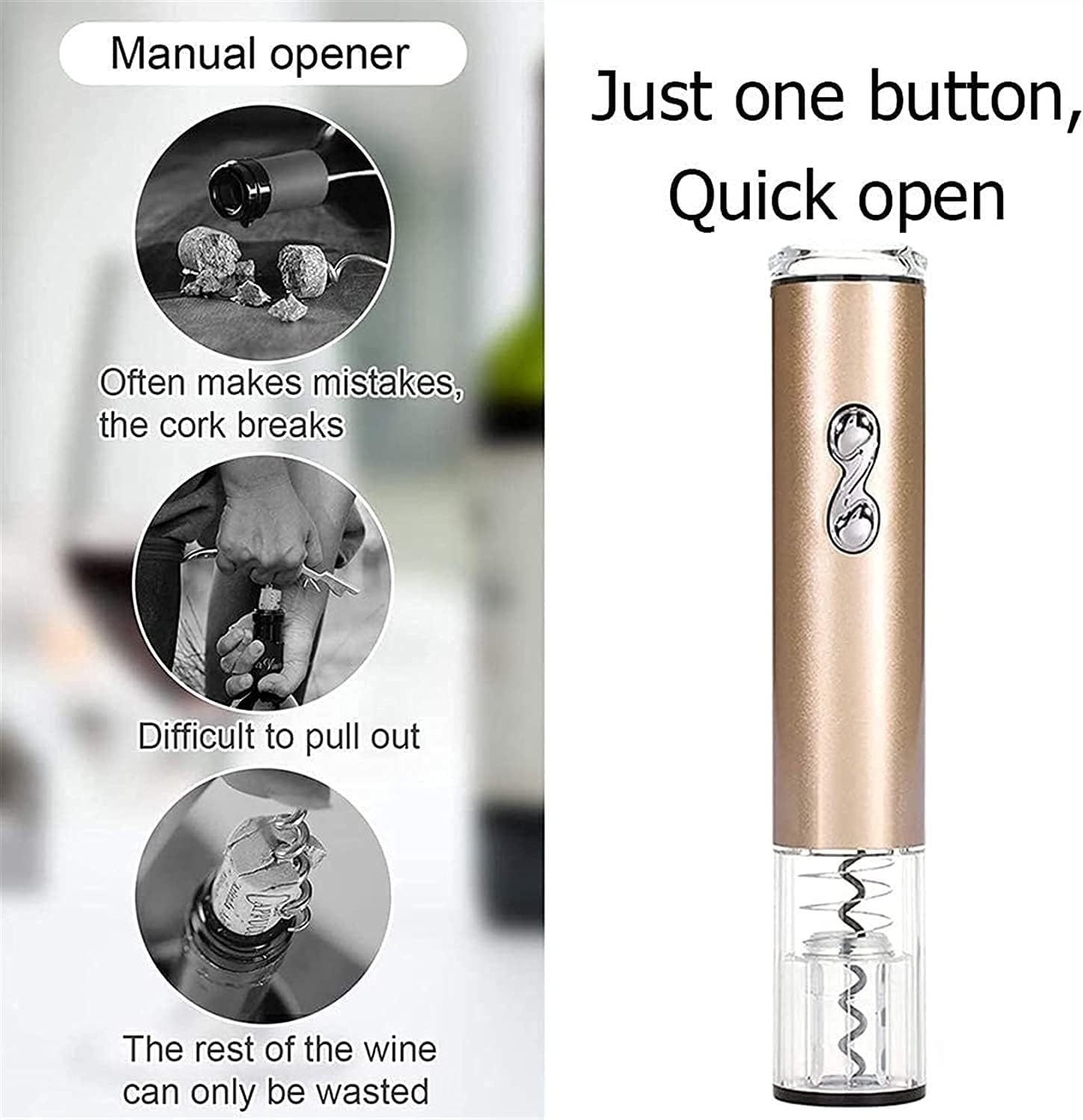 Electric Wine Opener,Operated Cordless Automatic Wine Openers Electric with Foil Cutter,Automatic bottle lifter for household wine opener