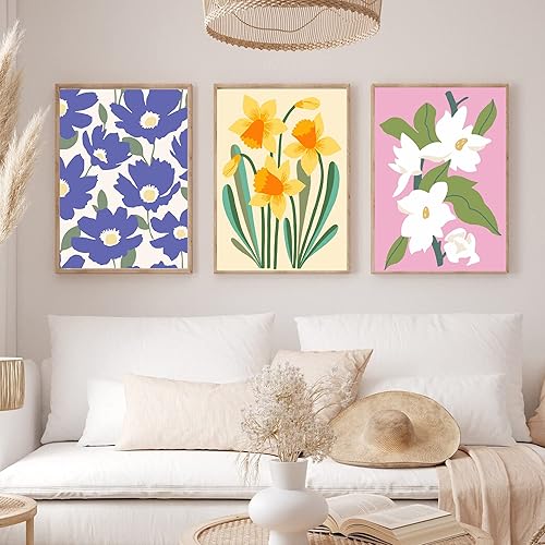 Miniatura 2 de cupmod Pintura de flores por números para adultos principiantes, pintura acrílica fácil sobre lienzo sin marco, kits de pintura al óleo, regalo para