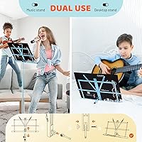 Vista 3 de CAHAYA - Soporte portátil para partituras: soporte de escritorio de doble uso para libros plegable, ligero, extraestable, reforzado con bolsa