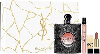 Black Opium by Yves Saint Laurent for Women - 3 Pc Gift Set 3oz EDP Spray, 0.33oz EDP Spray (Mini), 0.04oz Rouge Pur Couture Lipstick - Nu Muse