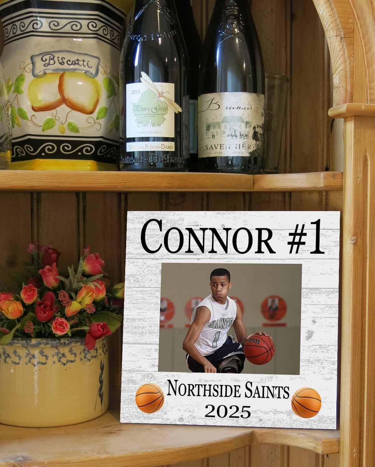 Broad Bay Sports Recognition Award Plaque - Upload Photo, Name, Number & Team - High School Senior Season End Gift or MVP - Solid Wood - Free-Standing or Wall-Hanging - 10.5x10.5 Inches