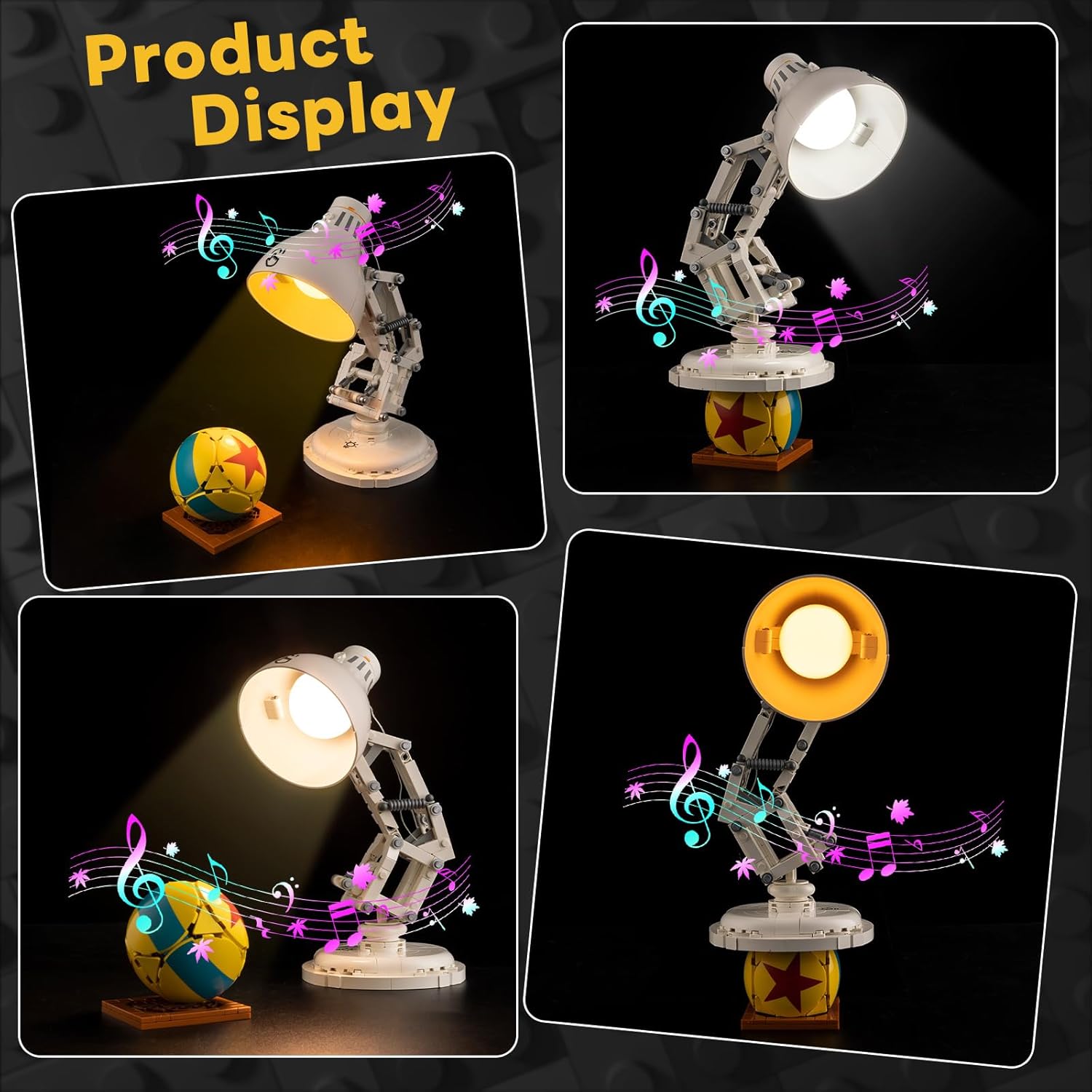 Kyglaring LED Light Kit Compatible with Lego Pixar Luxo Jr Lamp 21357 Building Set - Upgraded Movie Sound & Touch Control & Multi-Mode Dimming (Lights Only, Model Not Included)