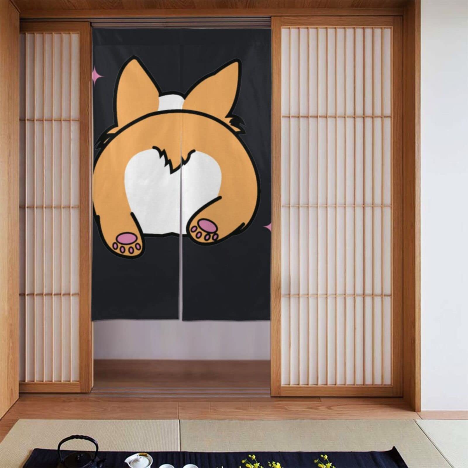 Amazon｜のれん 可愛い 犬柄 カーテン おしゃれ 目隠し 暖簾 遮光