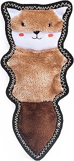 ZippyPaws - Z-Stitch Skinny Peltz, No Stuffing Durable Plush Squeaky Dog Toy, Chipmunk