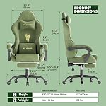 Ferghana Velvet Fabric Gaming Chair, High Back Ergonomic Gamer Chair for Adult, Comfortable Video Game Chair with Footrest and Massage Lumbar Cushion, Racing Reclining Office Computer Desk Chair Green