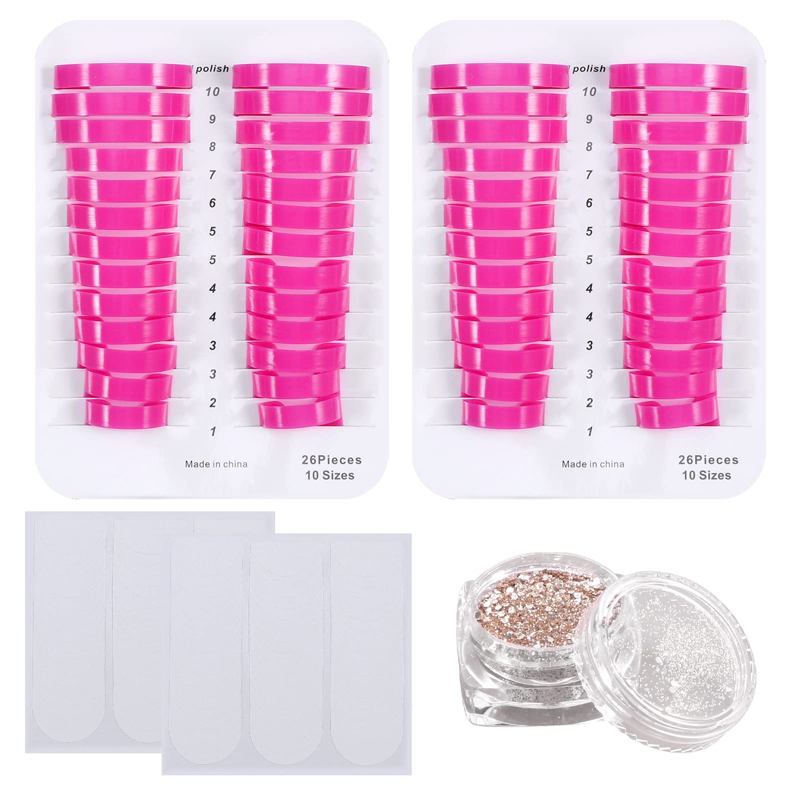 52 Pièces Pochoir de Vernis à Ongles, 10 Tailles Nail Polish Pochoir Réutilisable Outils de Protection d'Ongles Avec Sequins, Anti-éclaboussure Manucure Outil Anti Débordeme pour Manucure Nail Art