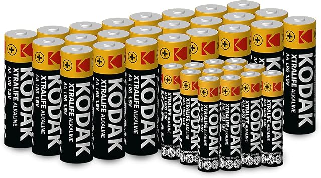 Kodak Alkaline Multi-Pack Batteries - High-Performance Alkaline Batteries Multi-Pack Batteries, Single Use Batteries for All Devices - 24 x AA Batteries, 12 x AAA Batteries - Pack of 36
